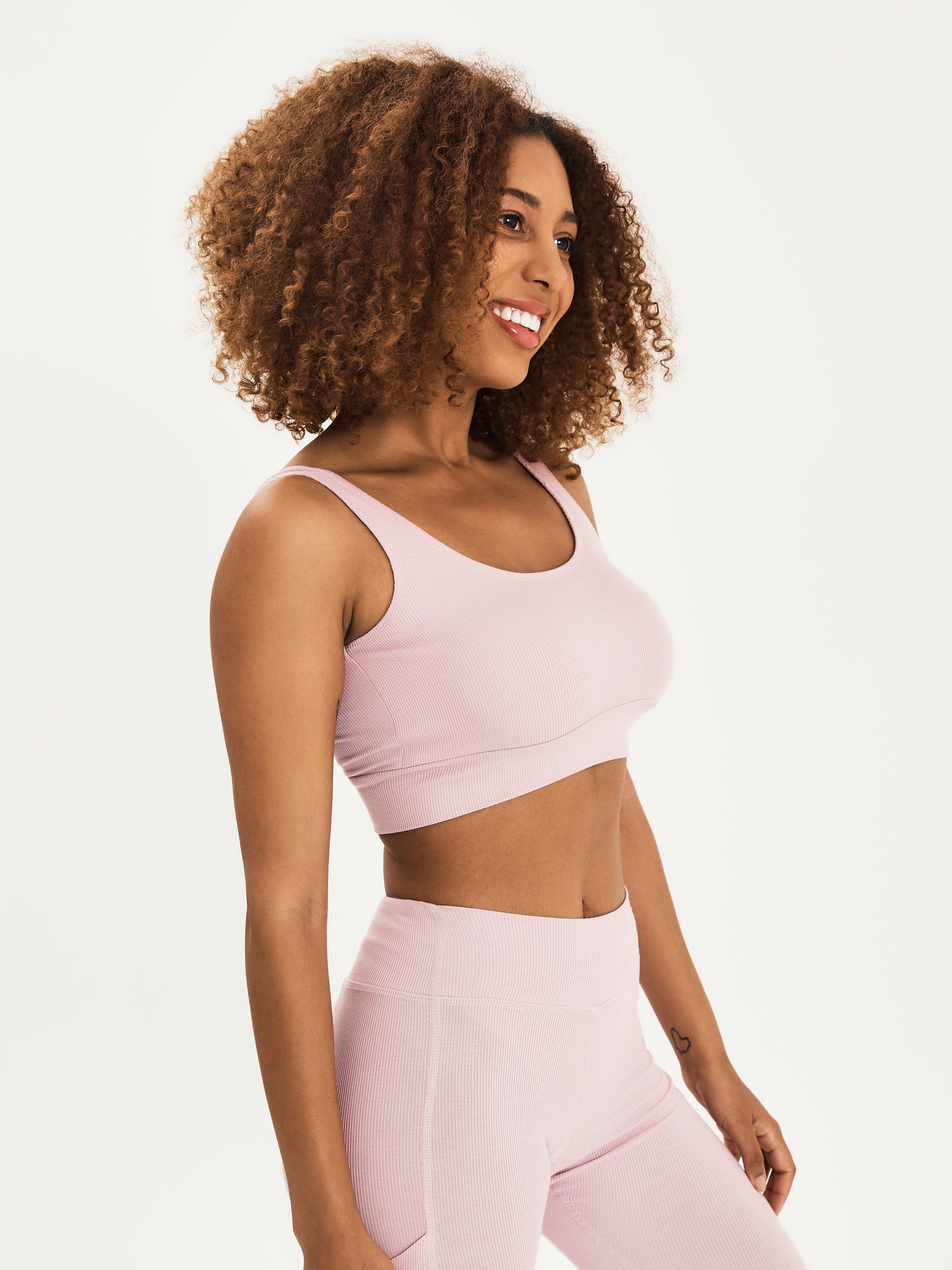 Bamboo Ribbed Crop Top - Mauve Pink
