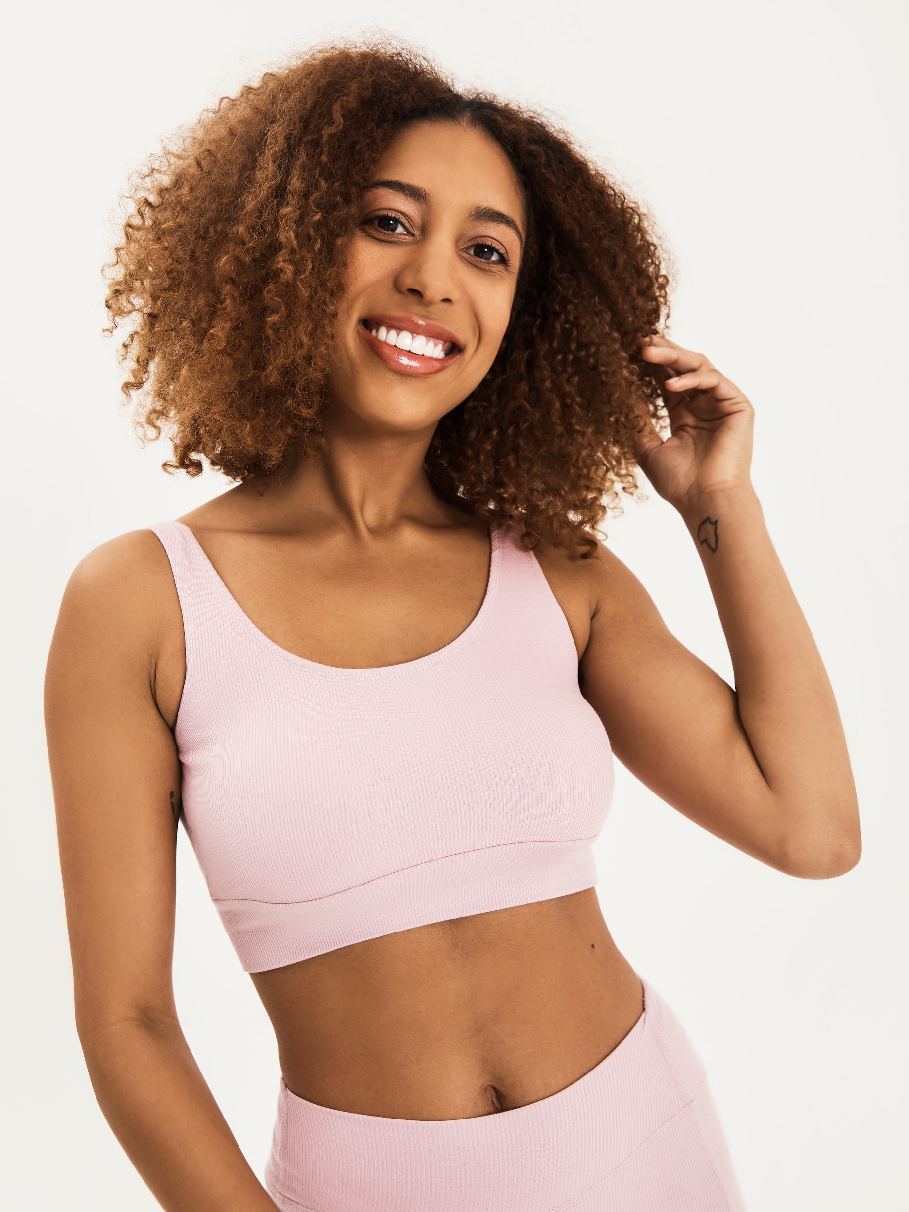 Bamboo Ribbed Crop Top - Mauve Pink