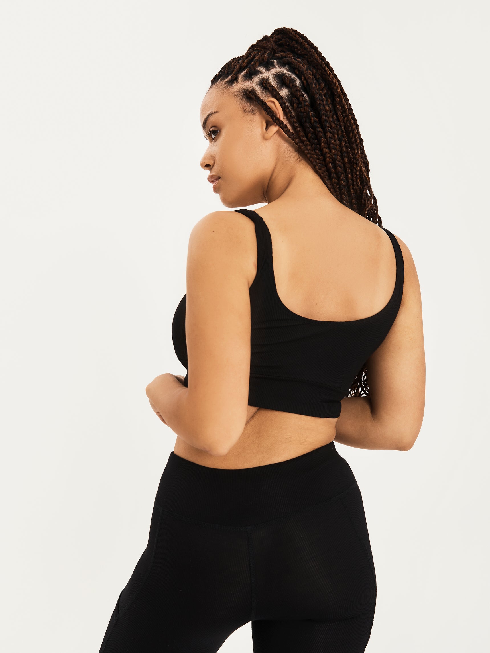 Bamboo Ribbed Crop Top - Black