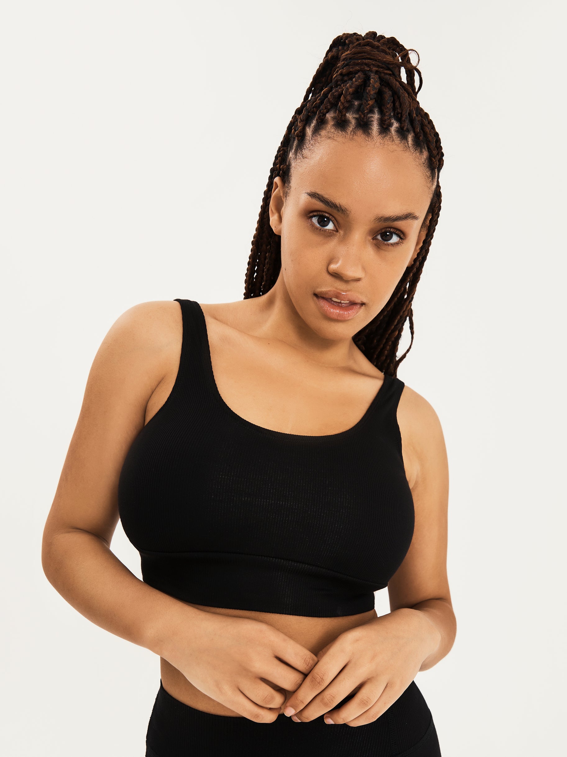 Bamboo Ribbed Crop Top - Black