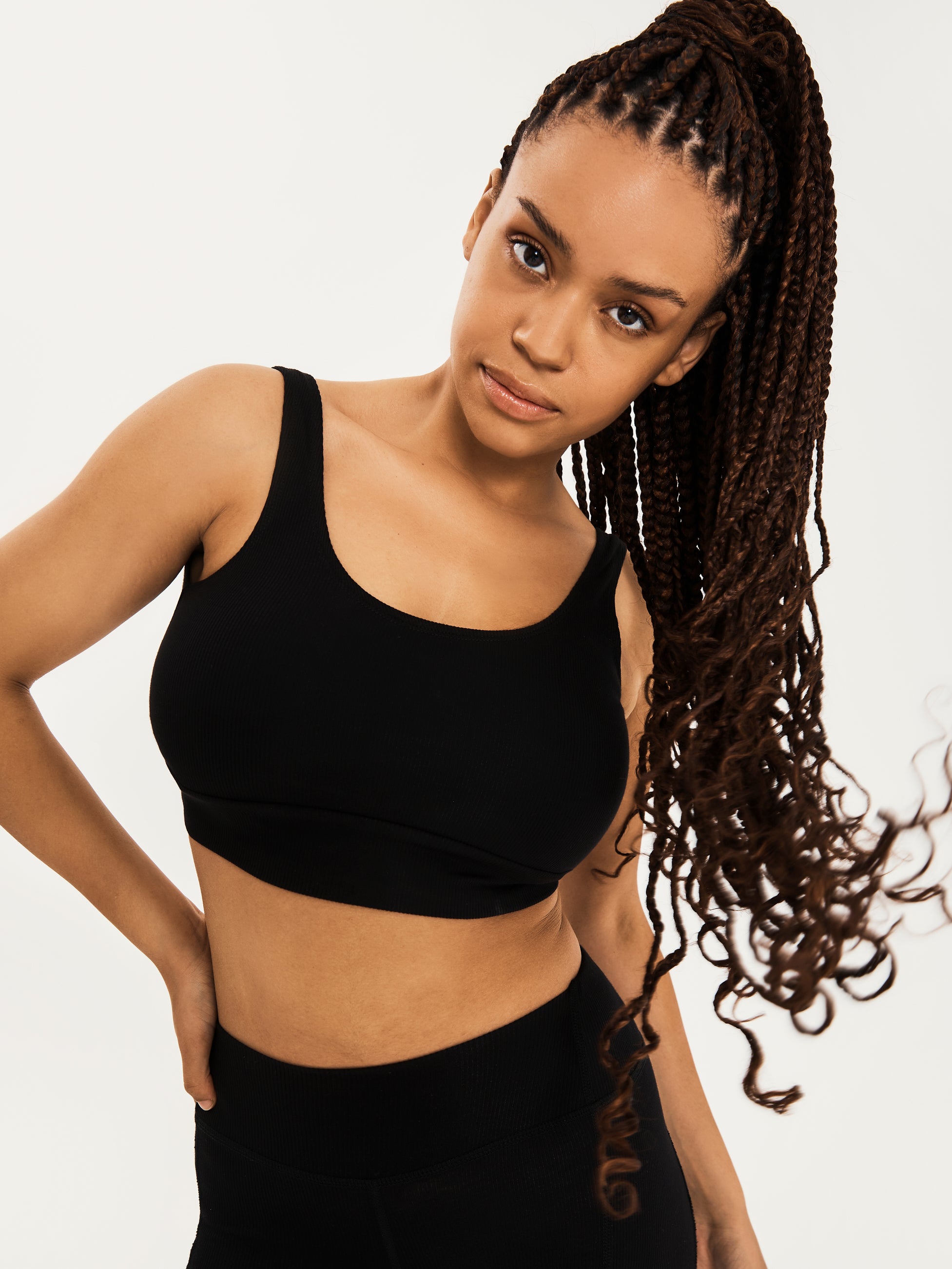 Bamboo Ribbed Crop Top - Black