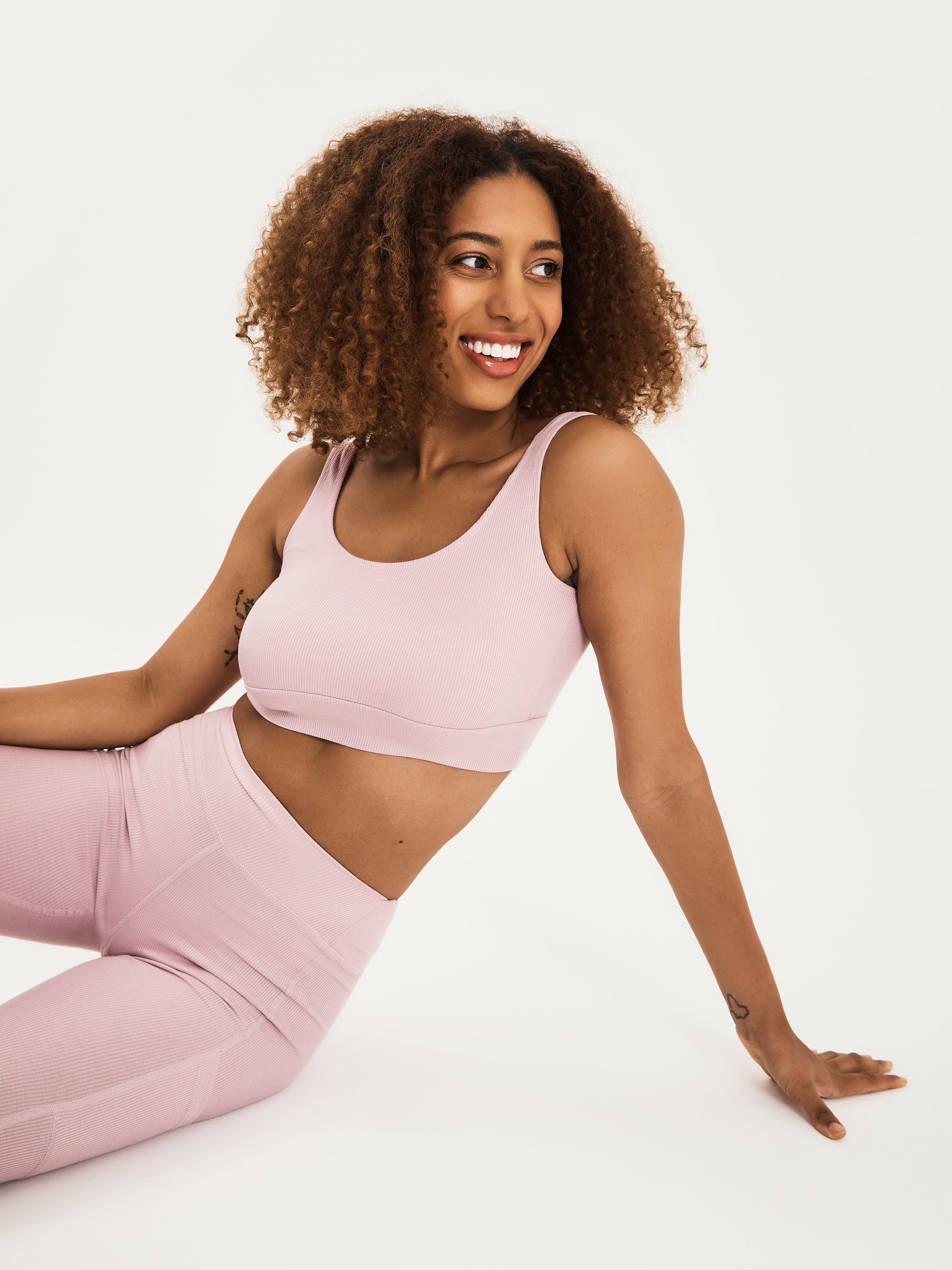 Bamboo Ribbed Crop Top - Mauve Pink